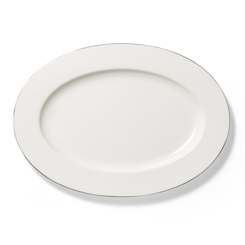 Plat ovale avec bord en platine (39cm)