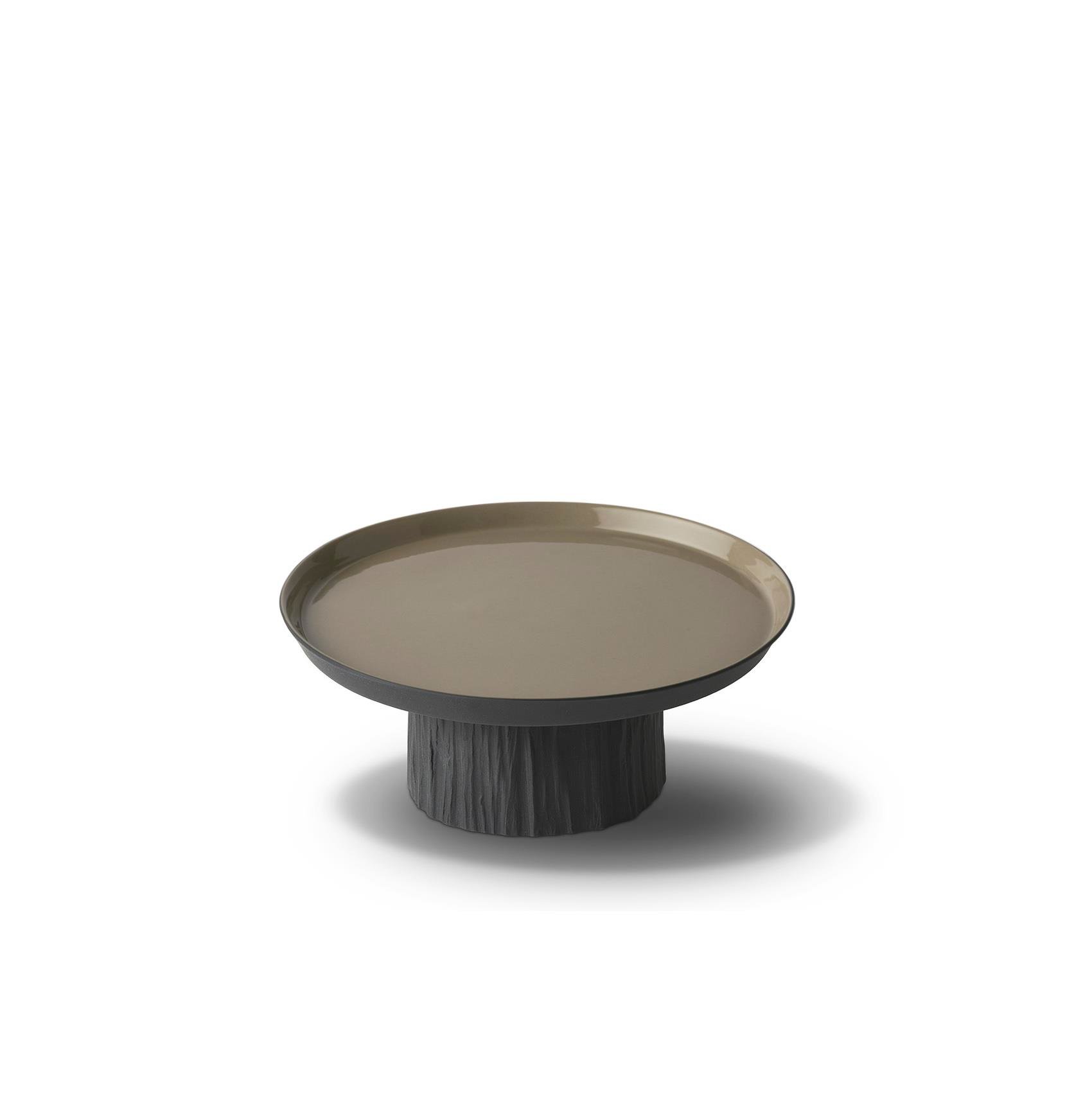 Tree Round Small Cake Salver Black - Black & Ivory