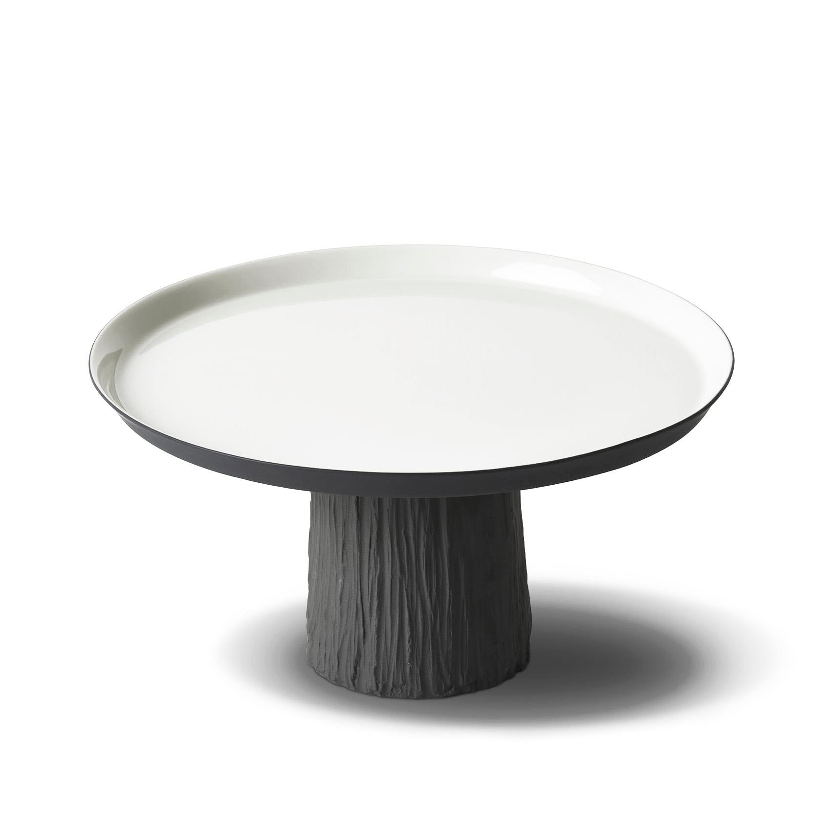Tree Round Large Cake Salver Black - Black & Ivory