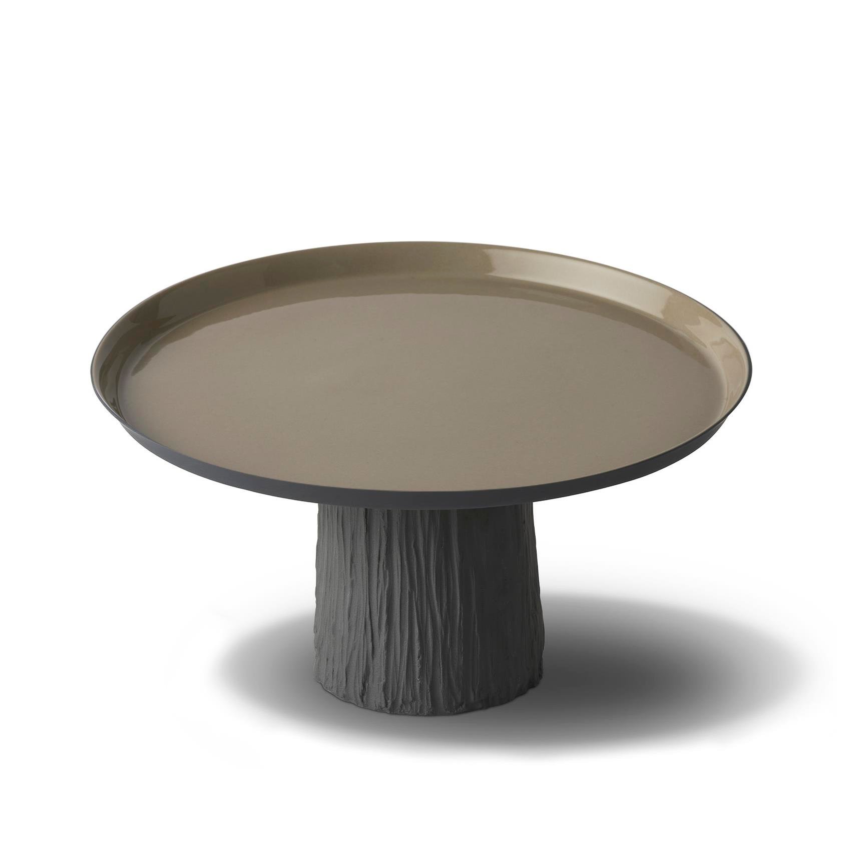 Tree Round Large Cake Salver Black - Black & Ivory