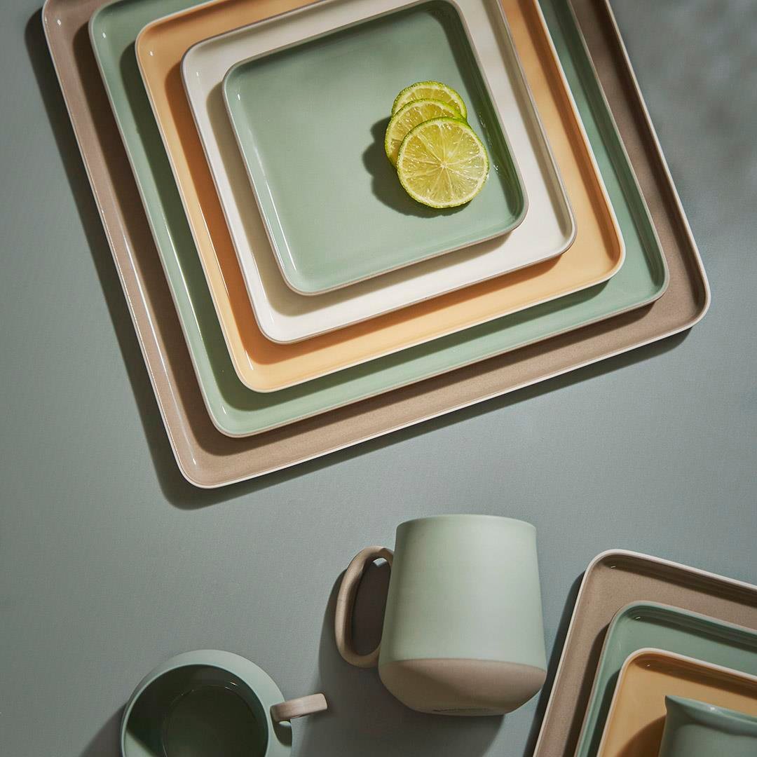 Square Dinner Plate Double Colour