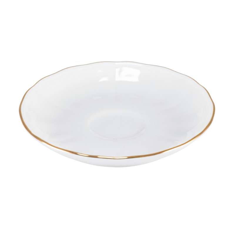 Anthiros Witte Koffiekopschotel met Gouden Rand Ø cm 13