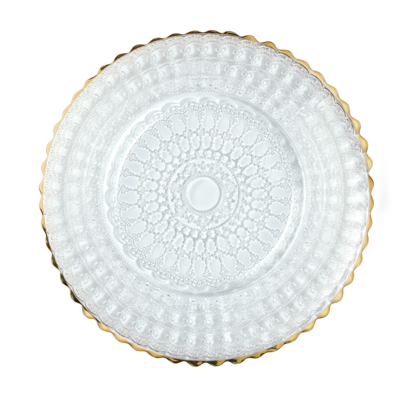 Helios Barocco Design Dessertbord met Gouden Rand Ø cm 21,5