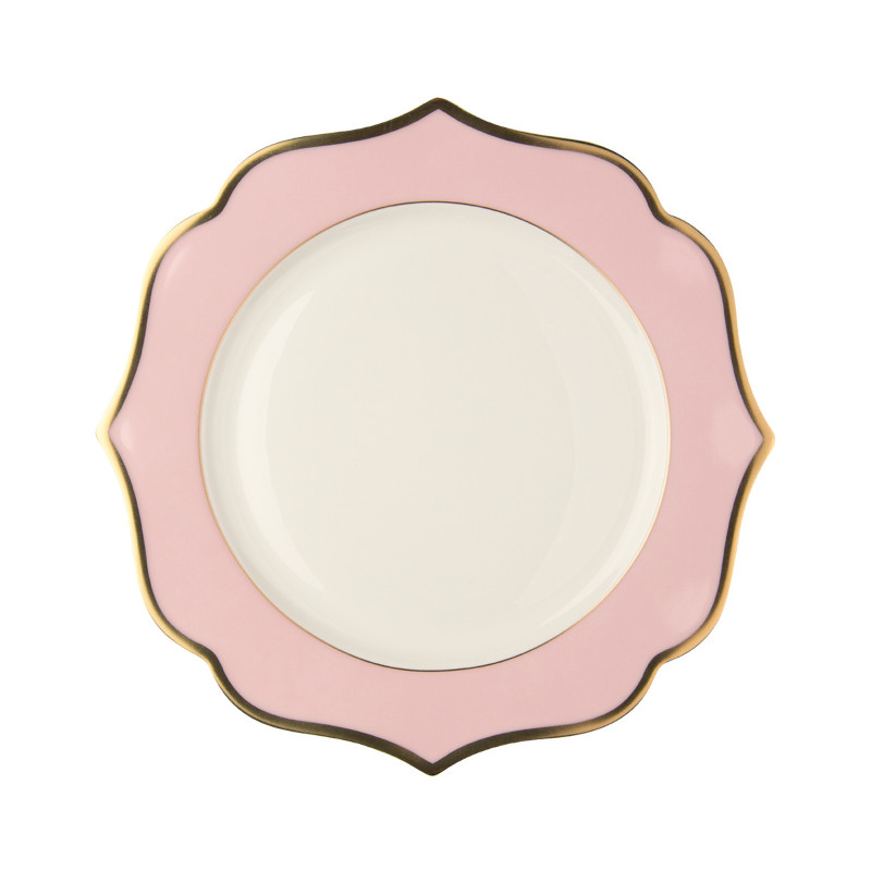 Ionica Roze Dessertbord met Gouden Randen Ø cm 20