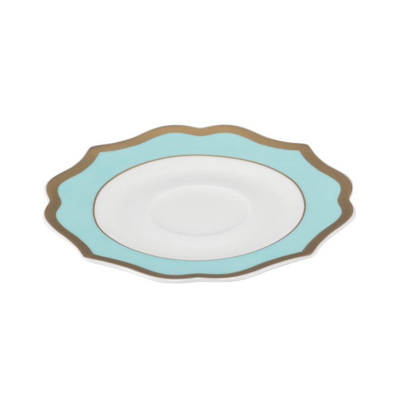 Ionica Turquoise Koffieschotel met Gouden Randen Ø cm 13