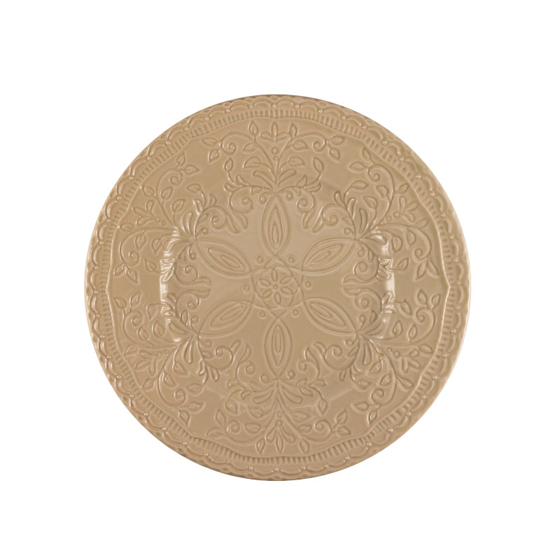 Skalistos Dessertbord Beige Geëmbosseerd Ø 22,5 cm h 2,5 cm