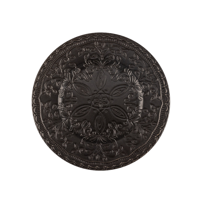 Skalistos Dessertbord Zwart Geëmbosseerd Ø 22,5 cm h 2,5 cm