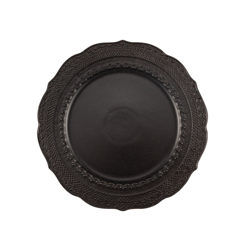 Skalistos Dinerbord Zwart Geëmbosseerd Ø 28 cm h 2 cm