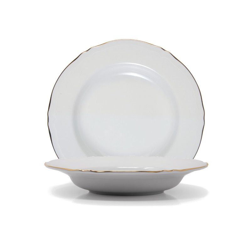 Anthiros White Deep Plate with Gold Rim Ø cm 23,5