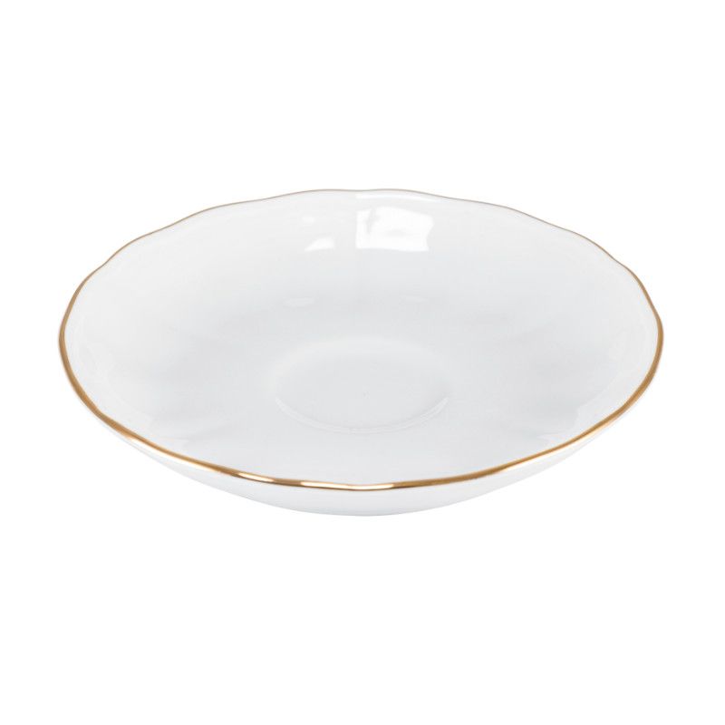 Anthiros Witte Koffiekopschotel met Gouden Rand Ø cm 13