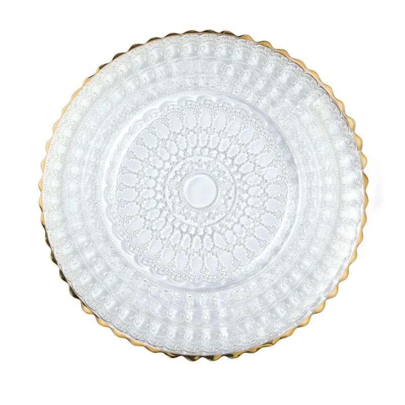 Helios Barocco Design Charger Plate with Gold Rim Ø cm 33,5