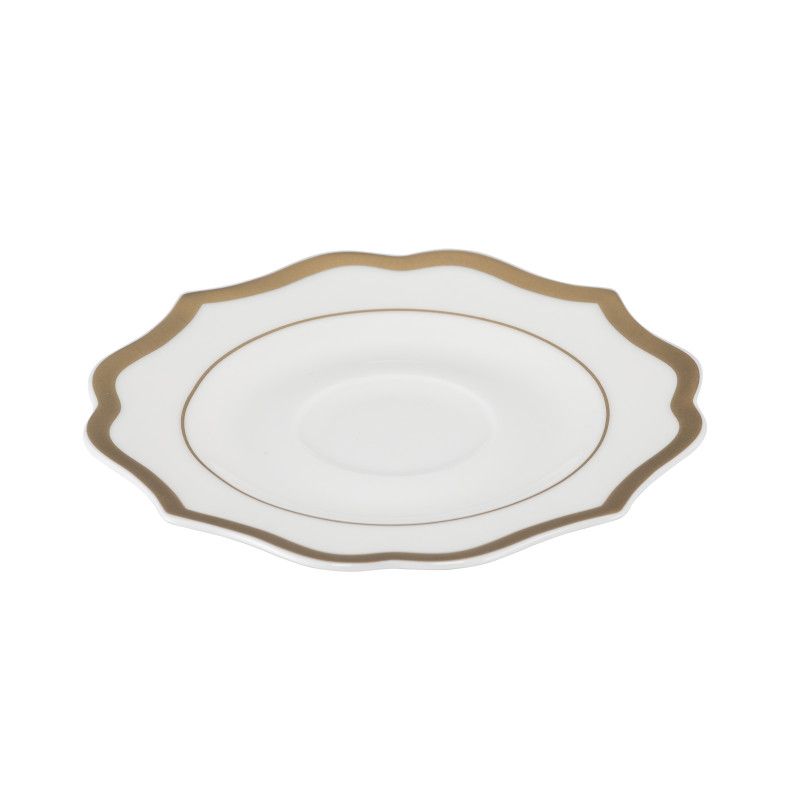 Ionica Ivory Coffee Saucer with Gold Rims Ø cm 13
