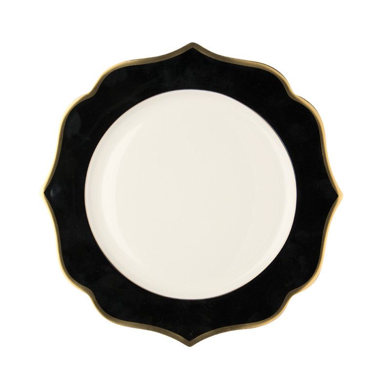 Ionica Black Bread Plate with Gold Rims Ø 15 cm