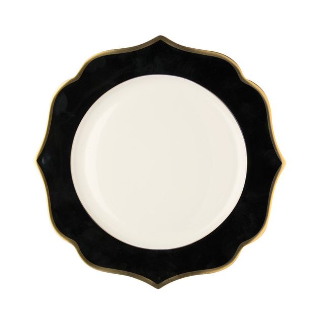 Ionica Zwart Dinerbord met Gouden Randen Ø cm 28