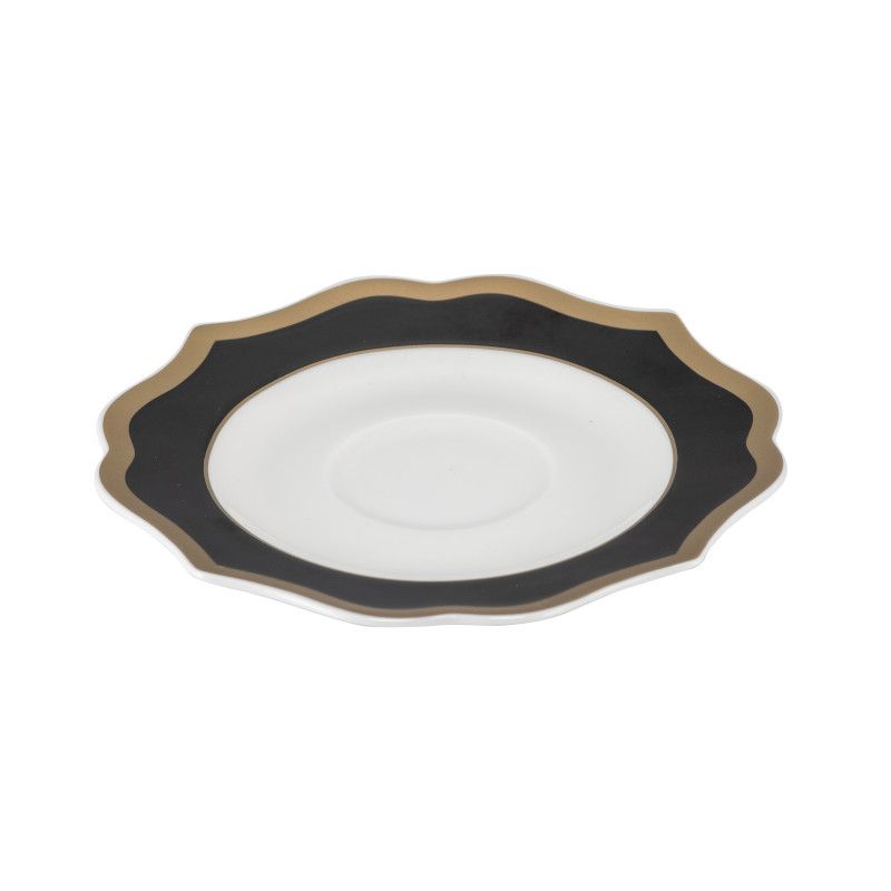 Ionica Black Coffee Saucer with Gold Rims Ø cm 13