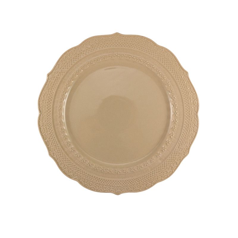 Assiette à Dîner Skalistos Beige Embossée Ø 28 cm h 2 cm