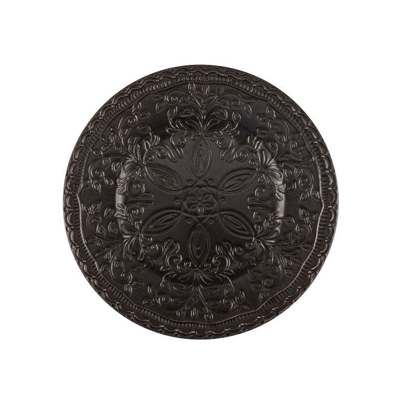 Assiette à Dessert Skalistos Noir Embossé Ø 22,5 cm h 2,5 cm