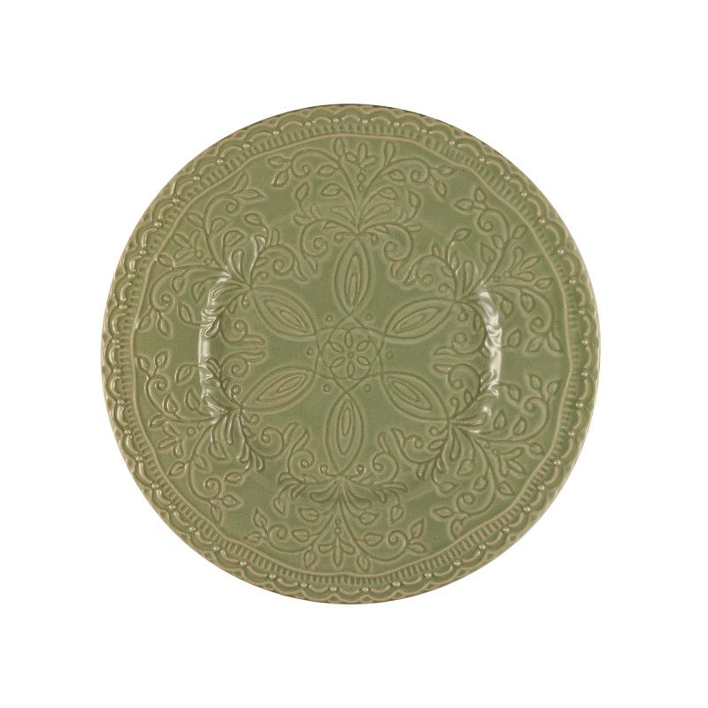 Assiette à Dessert Skalistos Vert Sauge Embossé Ø 22,5 cm h 2,5 cm